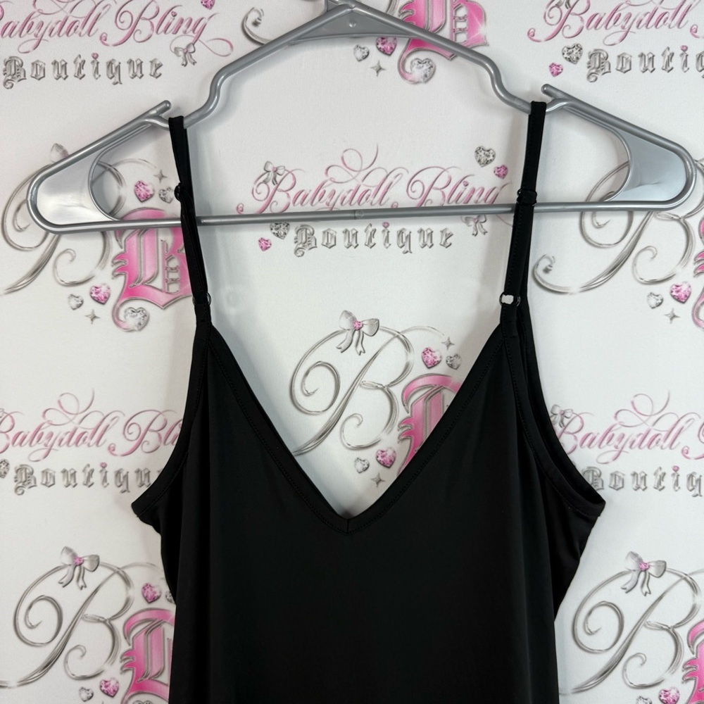 I am brave dress maxi long black stretchy slip Sleek Black Chemise - Picture 3 of 10